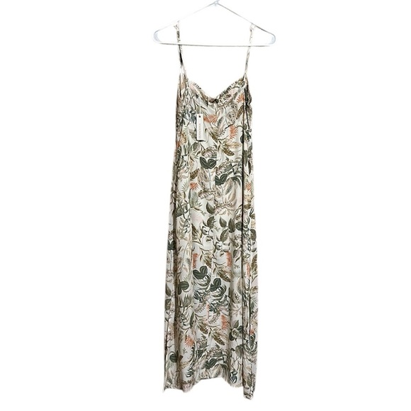 Olivaceous NWT Floral Palm Print  Maxi-Mni Dress with Spaghetti Straps Size S - Picture 2 of 12